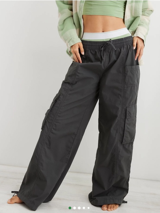 aerie Pants - Aerie High Waisted Go-For-It Baggy
Cargo Pant dark gray size XS